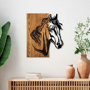 Horse 1 Fa fali dekoráció 48x57 Dió-Fekete kép