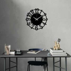 Metal Wall Clock 15 - Black Dekoratív fém falióra 48x48 Fekete kép