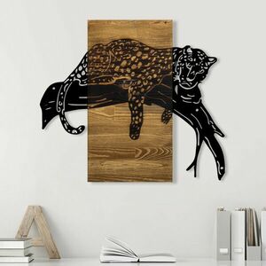 Leopard Fa fali dekoráció 66x3x58 Dió Fekete kép