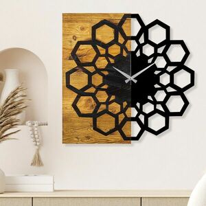 Wooden Clock 30 Dekoratív fa falióra 58x3x58 Dió Fekete kép