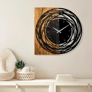 Wooden Clock 39 Dekoratív fa falióra 58x3x58 Dió-Fekete kép