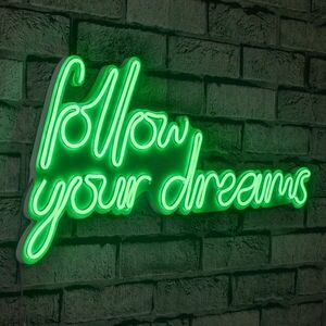 Follow Your Dreams - Green Dekoratív műanyag LED világítás 60x2x32 Zöld kép
