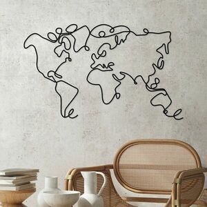 World Map Fali fém dekoráció 120x2x70 Fekete kép