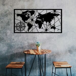 World Map Medium 2 Fali fém dekoráció 100x50 Fekete kép