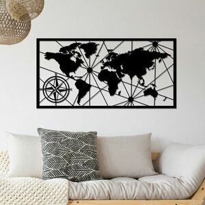 World Map Large 2 Fali fém dekoráció 120x60 Fekete kép