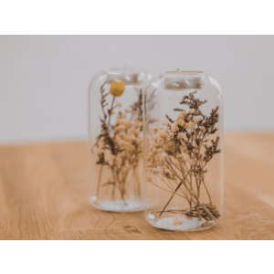 TISTA üveg gyertyatartó szárított virágokkal kép