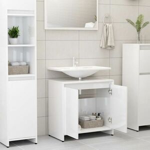 vidaXL magasfényű fehér forgácslap fürdőszobaszekrény 60 x 33 x 61 cm kép