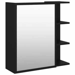 vidaXL fekete forgácslap tükrös fürdőszoba szekrény 62, 5x20, 5x64 cm kép