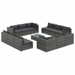 vidaXL 13 részes szürke polyrattan kerti ülőgarnitúra párnákkal kép