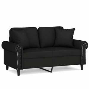 vidaXL 2 személyes fekete bársony kanapé díszpárnákkal 120 cm kép