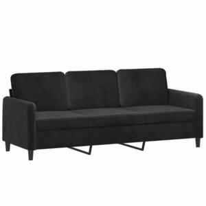 vidaXL 3 személyes fekete bársony kanapé 180 cm kép