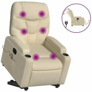 vidaXL elektromos felállást segítő krémszínű szövet dönthető fotel kép