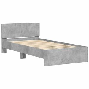 vidaXL betonszürke szerelt fa ágykeret fejtámlával 100x200 cm kép