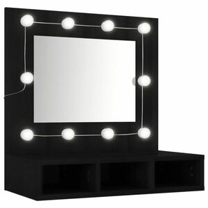 vidaXL fekete tükrös szekrény LED-ekkel 60 x 31, 5 x 62 cm kép