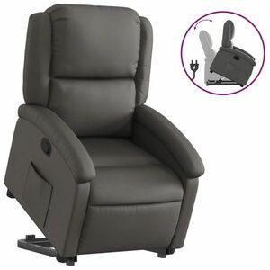 vidaXL szürke valódi bőr felállást segítő dönthető fotel kép