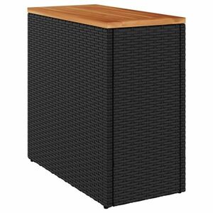 vidaXL fekete polyrattan kerti kisasztal fa asztallappal 58x27, 5x55 cm kép