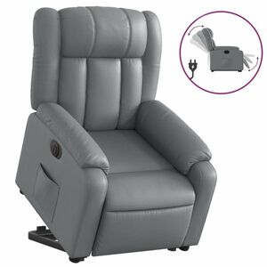 vidaXL elektromos szürke műbőr felállást segítő dönthető fotel kép
