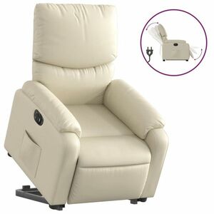 vidaXL elektromos krémszínű műbőr felállást segítő dönthető fotel kép