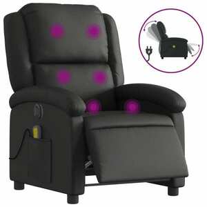 vidaXL fekete valódi bőr elektromos dönthető fotel kép