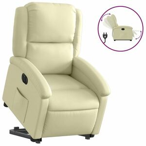 vidaXL krémszínű valódi bőr felállást segítő elektromos dönthető fotel kép