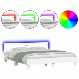 vidaXL fehér ágykeret fejtámlával és LED-del 200 x 200 cm kép