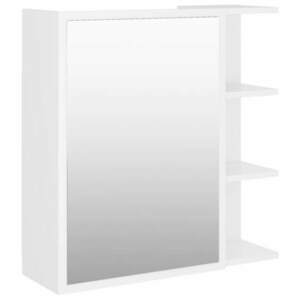 vidaXL fehér forgácslap tükrös fürdőszoba szekrény 62, 5 x 20, 5 x 64 cm kép