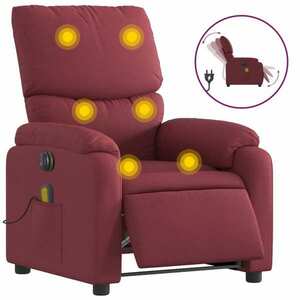 vidaXL bordó szövet dönthető elektromos szék kép
