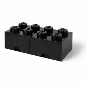 Négyszögeletes fekete tárolódoboz 2 fiókkal - LEGO® kép