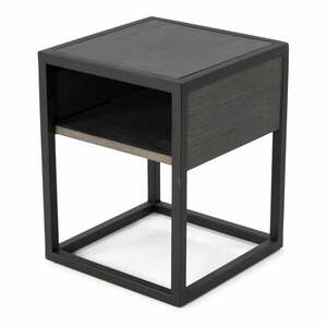 Fekete-szürke éjjeliszekrény tölgyfa asztallappal Diva – Spinder Design kép