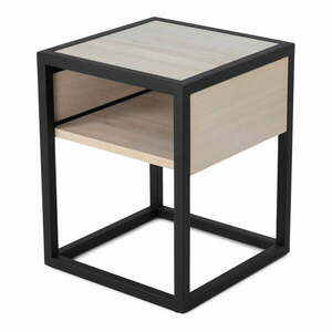 Fekete-natúr színű éjjeliszekrény tölgyfa asztallappal Diva – Spinder Design kép