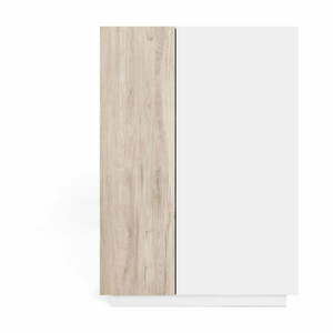 Fehér-natúr színű szekrény tölgyfa dekorral 90x126 cm Udine – Marckeric kép