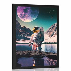 Plakát űrhajós az ismeretlen bolygó felszínén kép