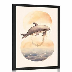 Plakát álmodozó bálna a naplementében kép