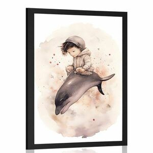 Plakát álmodozó fiú delfinnel kép