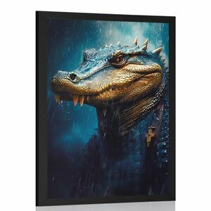 Plakát kék-arany krokodil kép