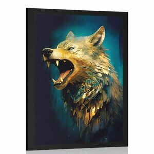 Plakát kék-arany farkas kép