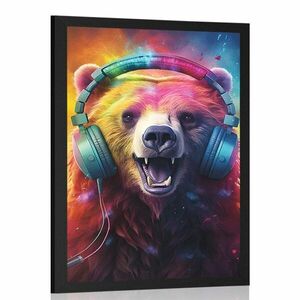 Plakát medve fülhallgatóval kép