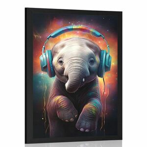 Plakát elefánt fülhallgatóval kép