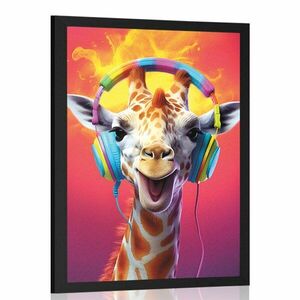 Plakát zsiráf fülhallgatóval kép