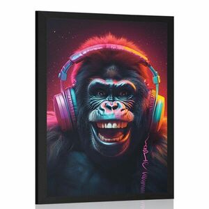 Plakát gorilla fülhallgatóval kép