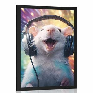 Plakát patkány fülhallgatóval kép