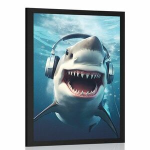 Plakát cápa fülhallgatóval kép