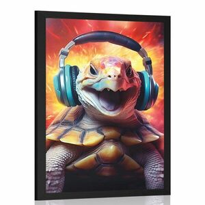 Plakát teknős fülhallgatóval kép