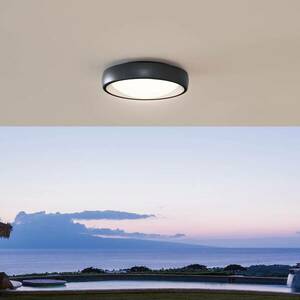 Lindby LED kültéri mennyezeti lámpa Niniel, fekete/fehér, kerek kép