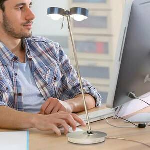 LED asztali lámpa Puk Table Twin nikkel matt kép