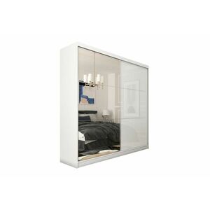 KUREZ tolóajtós ruhaszekrény tükörrel, 180x216x61, fehér kép