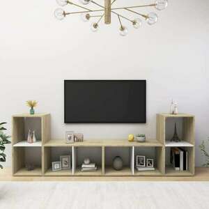 vidaXL 4 db fehér-sonoma színű forgácslap TV-szekrény 72x35x36, 5 cm kép