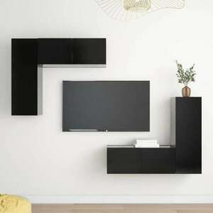 vidaXL 4 részes fekete forgácslap TV-szekrény szett kép