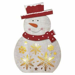 LED karácsonyi hóember, fa, 30 cm, 2x AA, beltéri, meleg fehér, i... kép