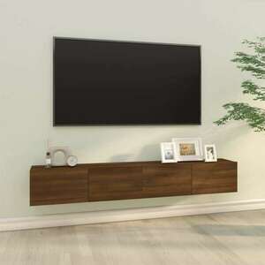 vidaXL 2 db barna -tölgyszín szerelt fa fali TV-szekrény 100x30x30 cm kép
